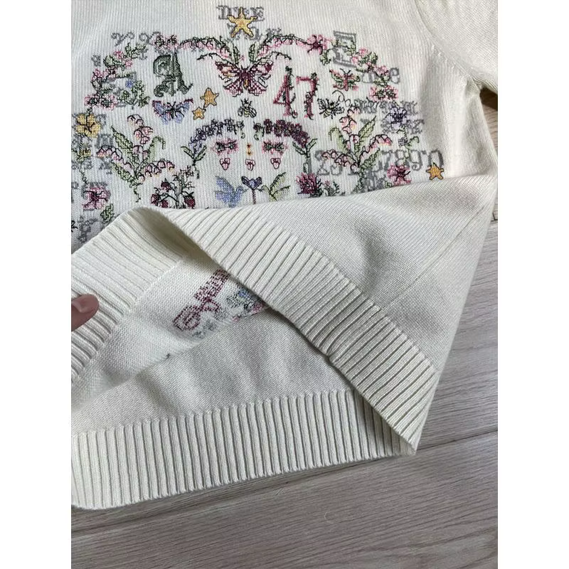 Pull tricoté à manches courtes pour femme