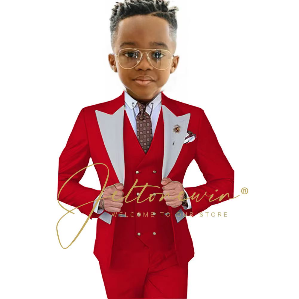 Costume pour garçon, veste, gilet, pantalon, 3 pièces, vert foncé, costume d'anniversaire, costume de cérémonie pour garçons, costume de mariage pour enfants, smoking