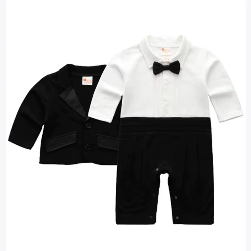 Ensemble barboteuse pour photographie de nouveau-né, gilet et nœud papillon pour bébé garçon, tenue deux pièces, Costume de séance Photo pour nourrissons