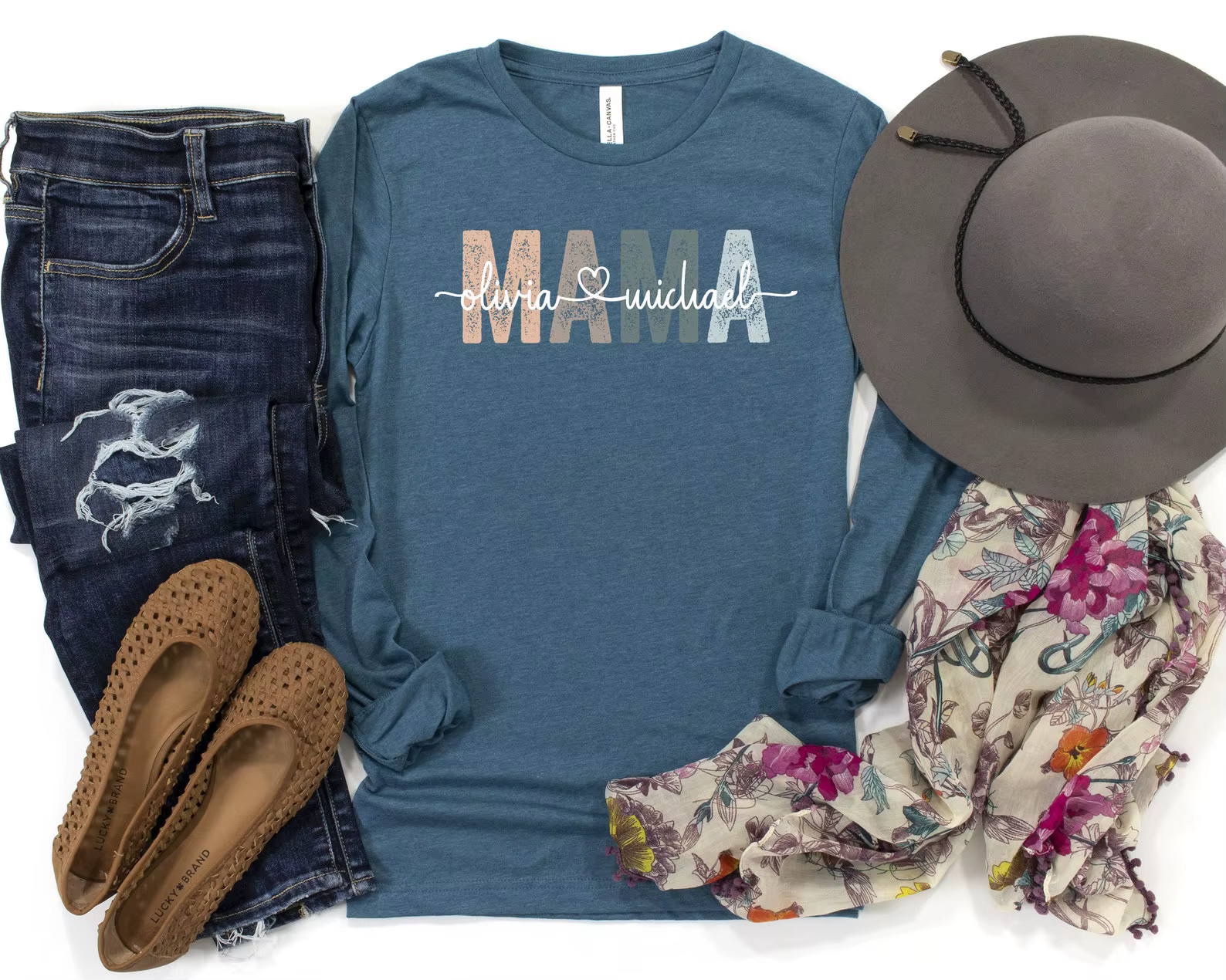 T-shirt personnalisé pour maman avec les noms des enfants, cadeau pour la fête des mères, t-shirt en coton à manches courtes personnalisé pour femme avec lettres « Mama »