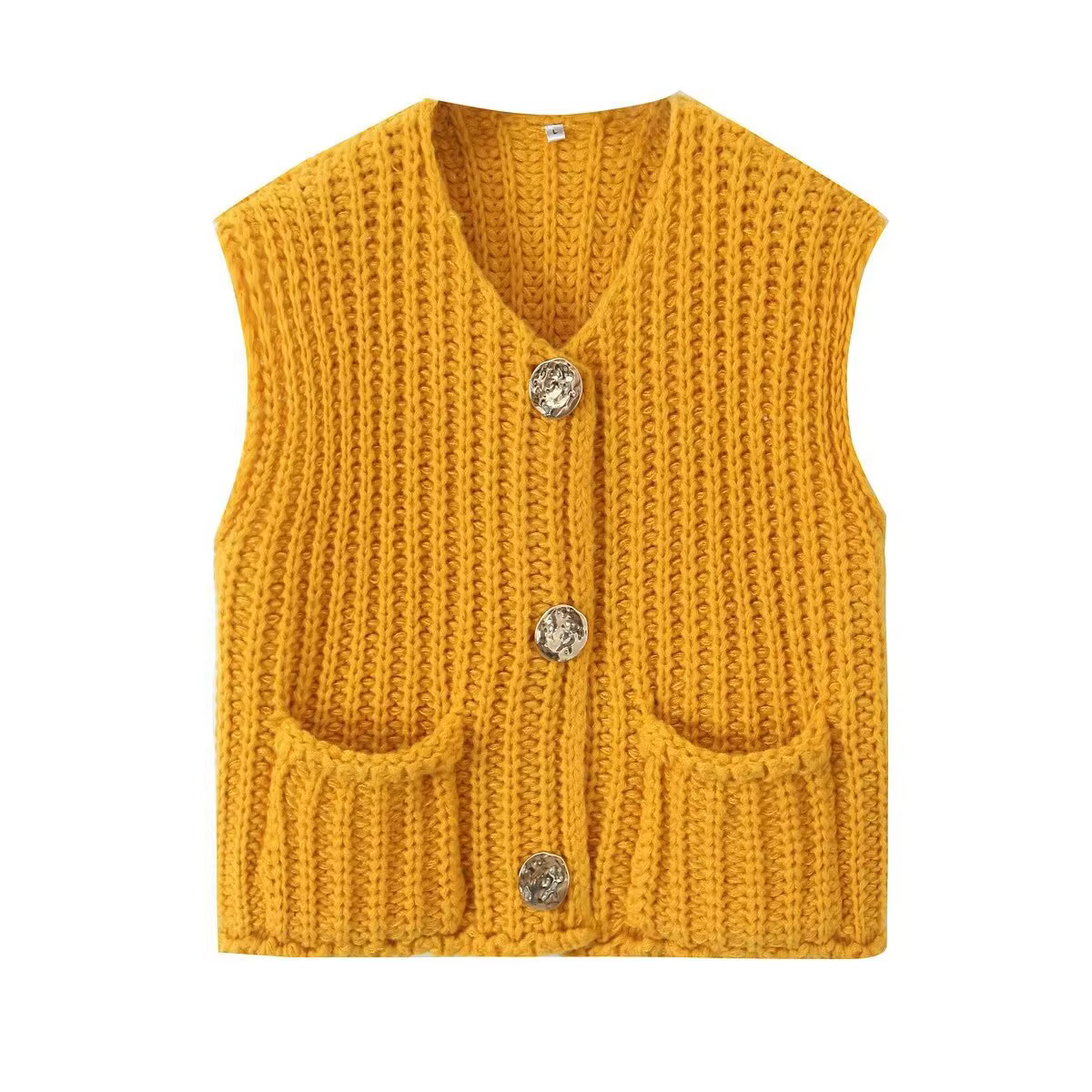 Gilet court tricoté 2026 – Nouvelle collection mode féminine transfrontalière 8014 – Couleur unie