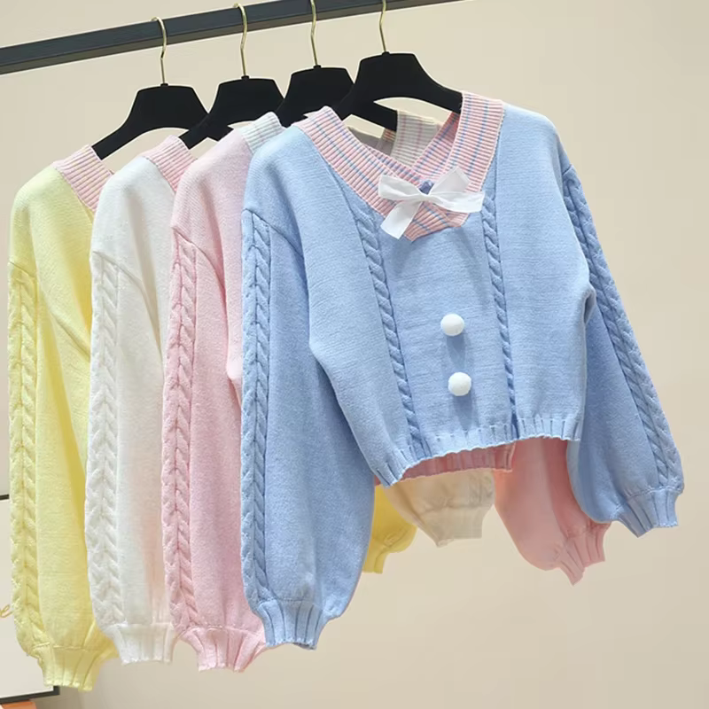 Lucyever-Pulls en tricot à nœud papillon doux pour femmes