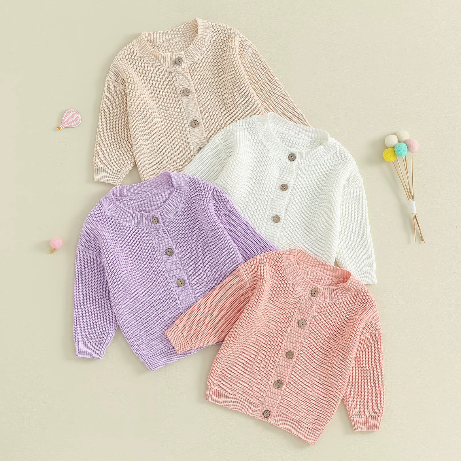Pull à manches longues pour bébé fille et garçon, cardigan en tricot, manteau mignon, pull boutonné, automne, hiver