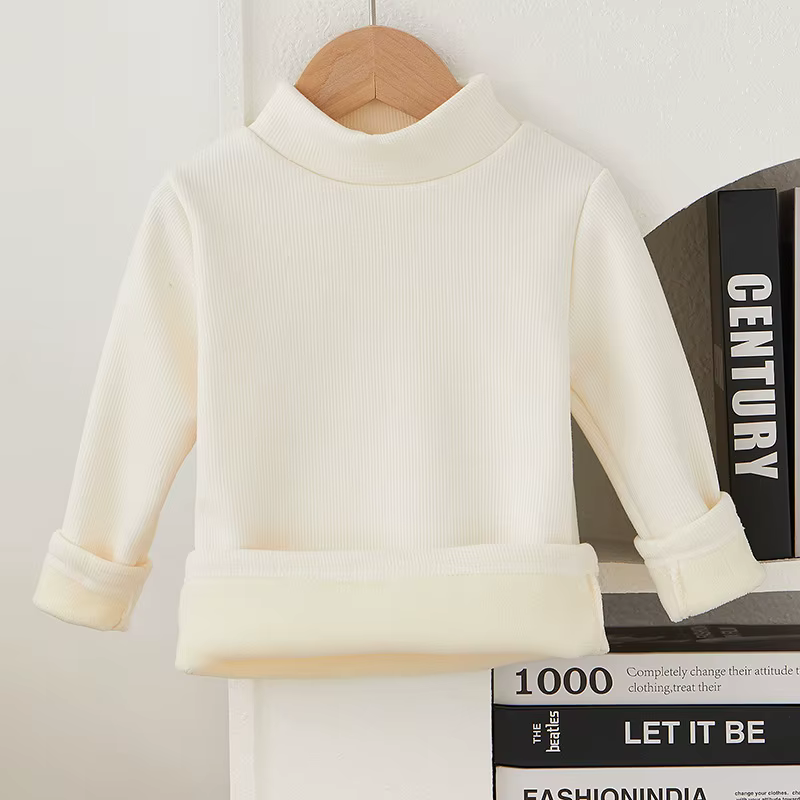 Pull Épais Rembourré pour Enfant Fille et Garçon, Chemise à Fond Solide et Chaud, Mode Décontractée, Automne-Hiver, Y-2-12 Ans