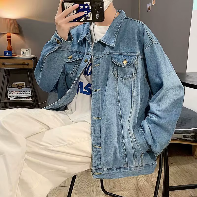 Veste Courte en Denim Noir pour Homme, Jean, Coupe-Vent Décontracté, Poches, Salopette, Bomber, Streetwear, Vêtements d'Extérieur