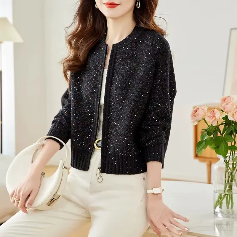 Pull court à fermeture éclair pour femme