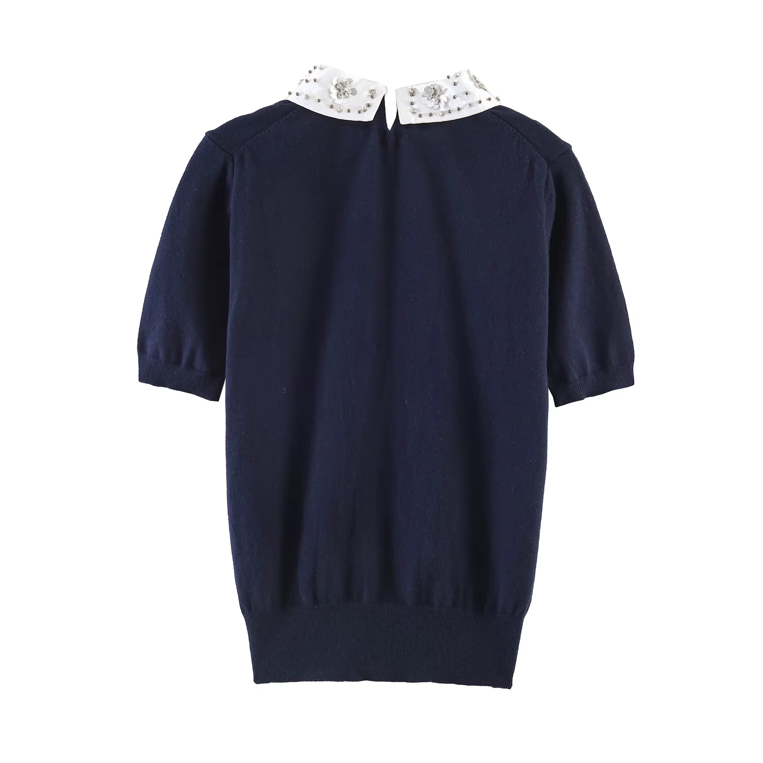 Pull en tricot à col français à manches courtes pour femme