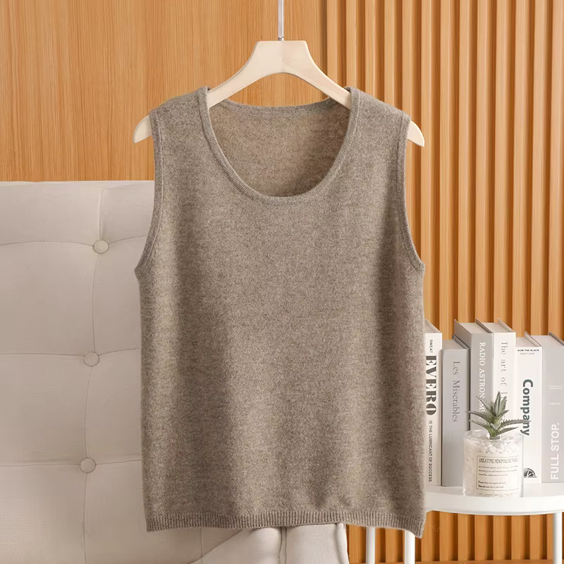Gilet en laine à col rond pour femme