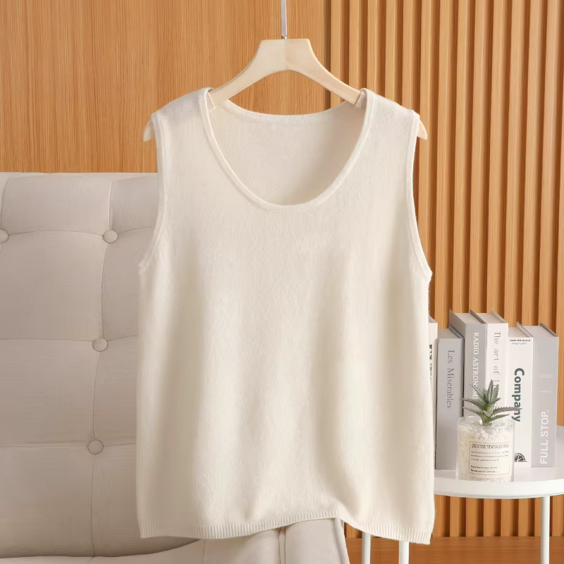 Gilet en laine à col rond pour femme