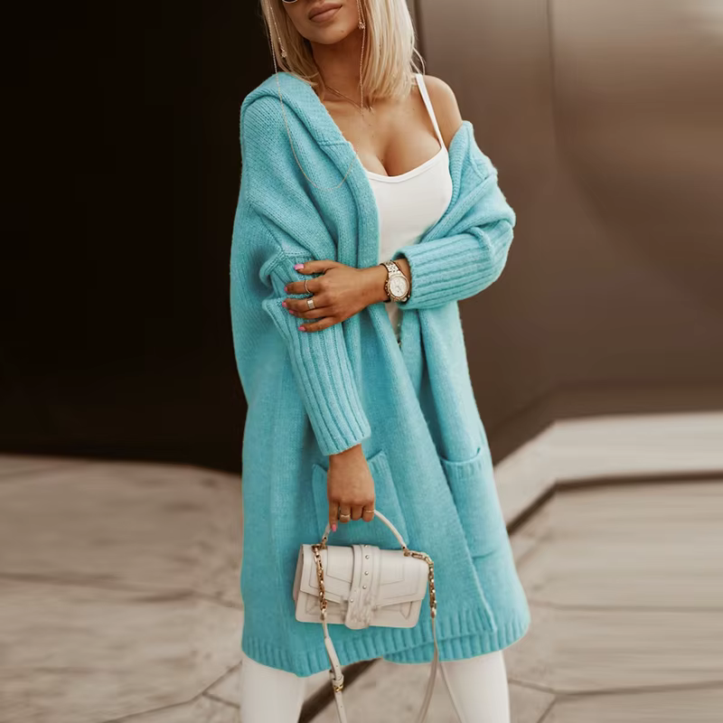 Cardigan à Capuche Long et Élégant pour Femme
