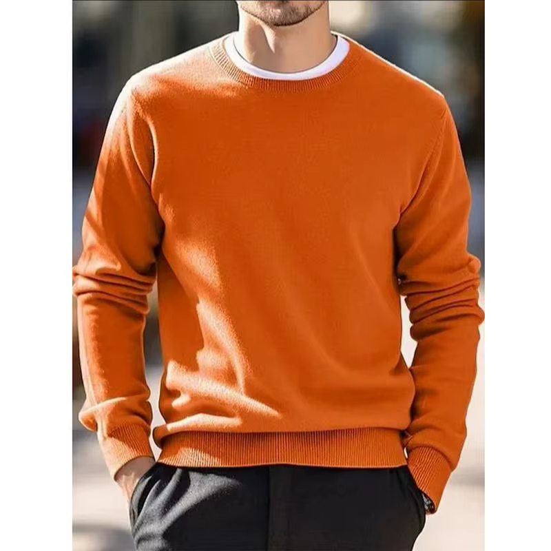 Pull en laine à col rond pour homme, pull, simple et élégant, style coréen, ample et surdimensionné, col roulé, haut de couleur unie.
