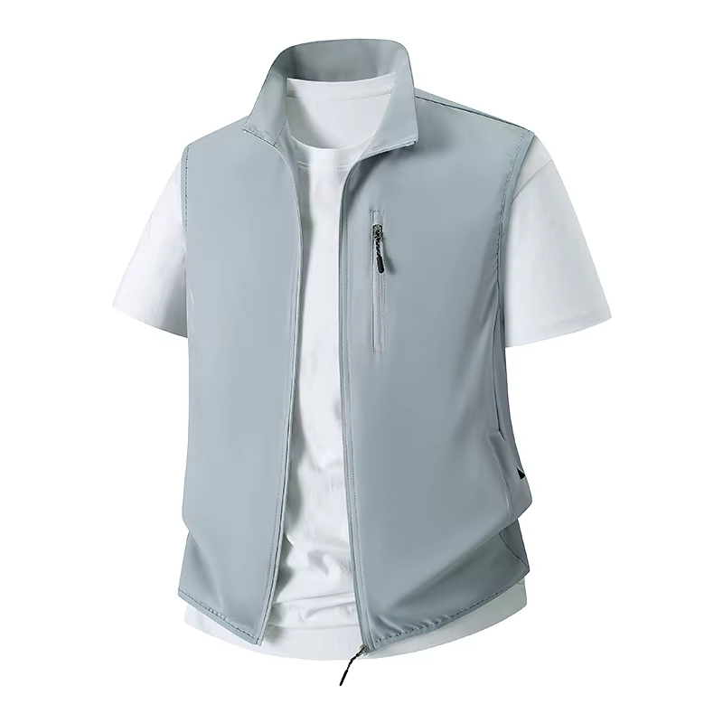 Gilet de pêche pour homme, léger, respirant, multi-poches, gilet utilitaire, veste sans manches décontractée pour l'été, la pêche, la randonnée, le travail