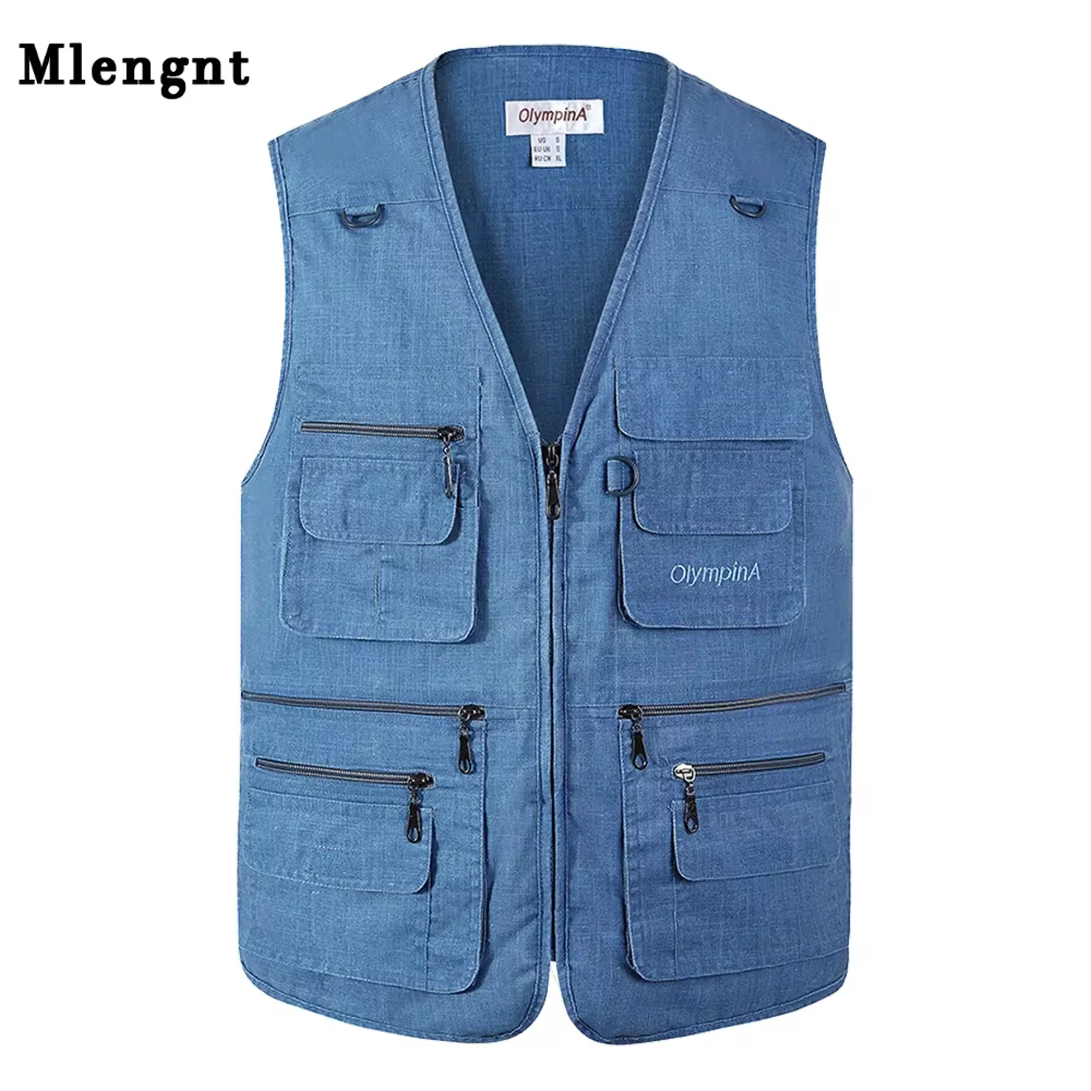 Veste Classique Multi-Poches pour Homme, Gilet Décontracté avec de Nombreuses Poches, pour Printemps, Automne et Été