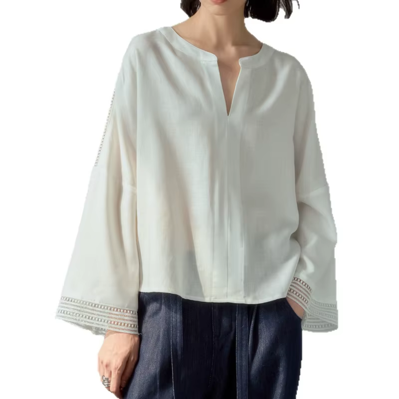Haut en polyester bywindto style classique col en V pour femmes occasions spéciales printemps été