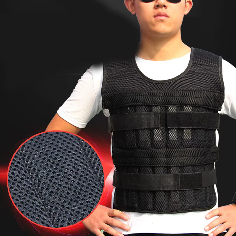 Gilet lesté réglable de 20 kg, sac vide pour la course à pied, gilet de fitness pour hommes et femmes, vêtements d'entraînement physique noirs pour la boxe