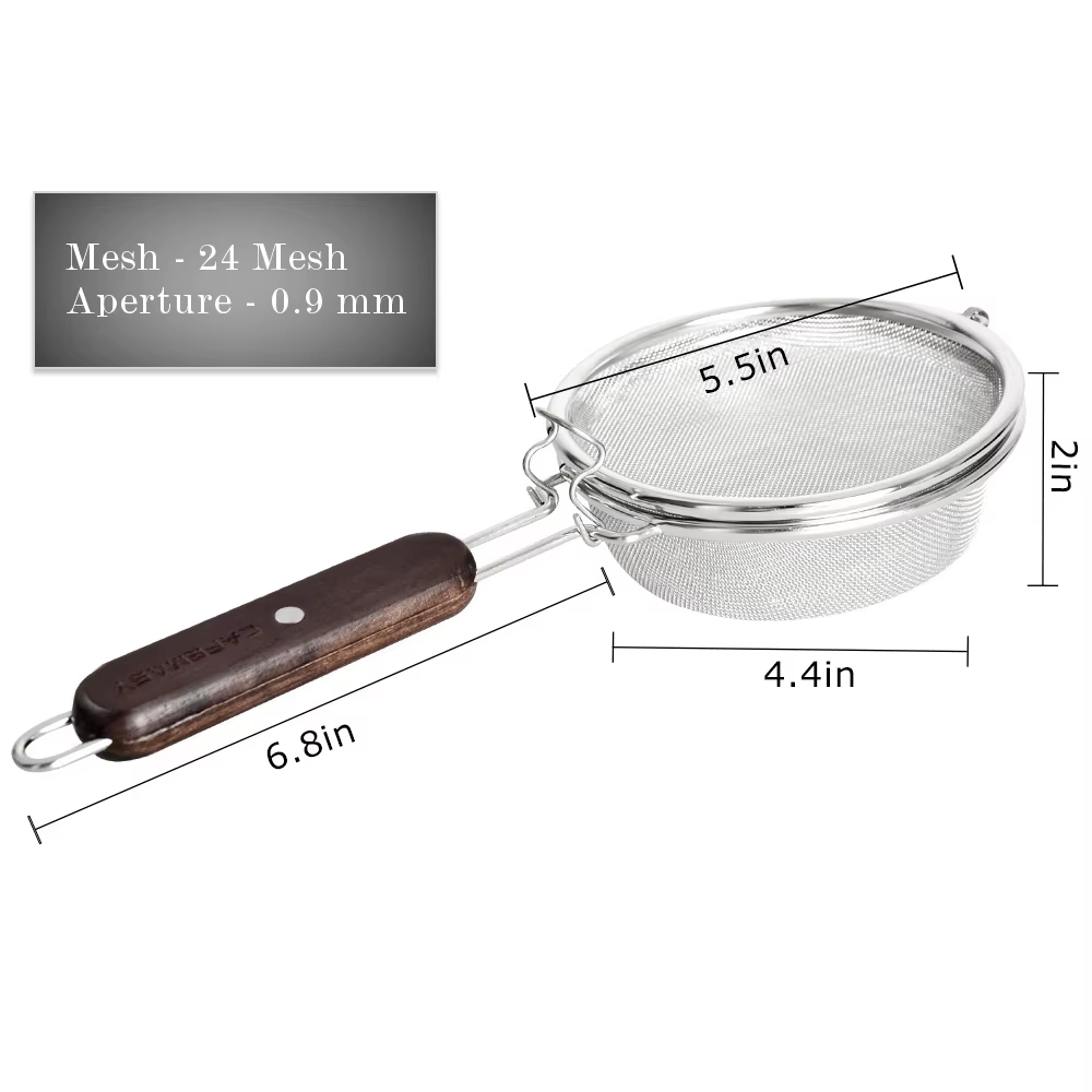 CAFEMASY – torréfacteur à café en acier inoxydable, treillis métallique avec manche en bois, filet de torréfaction de grains de café, usage domestique, outils à café en maille de torréfaction