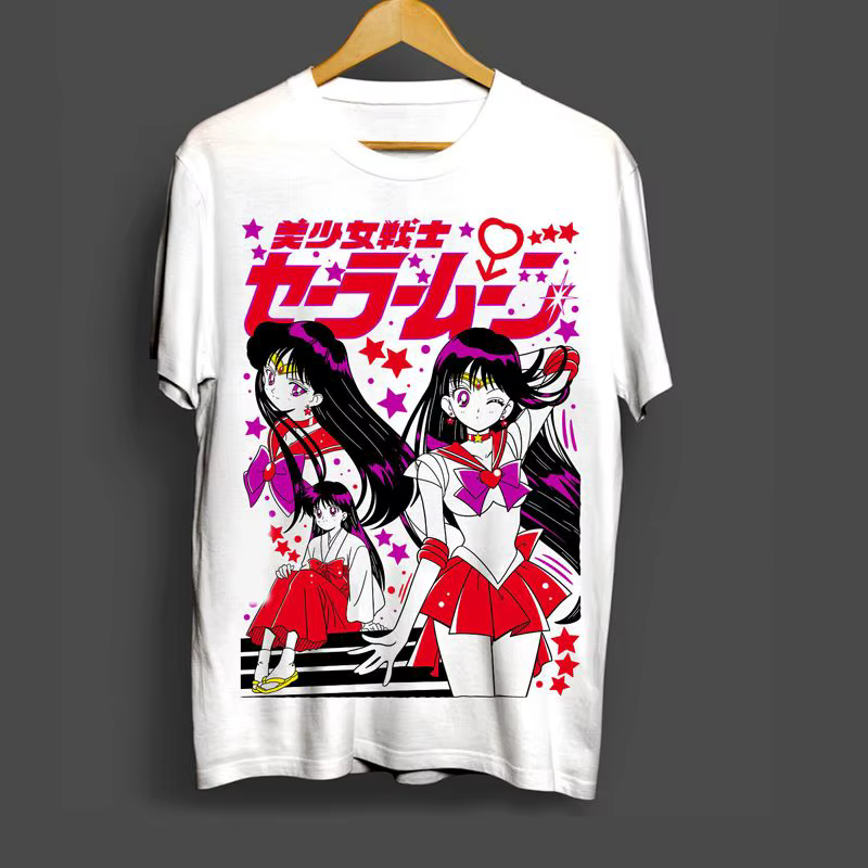 T-shirt Sailor Moon Anime Unisexe Rétro Vintage Coton Imprimé Graphique Oversize Manches Courtes Streetwear Hip Hop Décontracté Fitness Nouveau