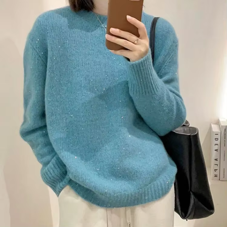 Pull Automne Hiver 2026 Cachemire Doux Décontracté Taille Unique Femme Bleu Ciel Gris Foncé Rose Noir Vert Occasions Casual Soirée Club Quotidienne