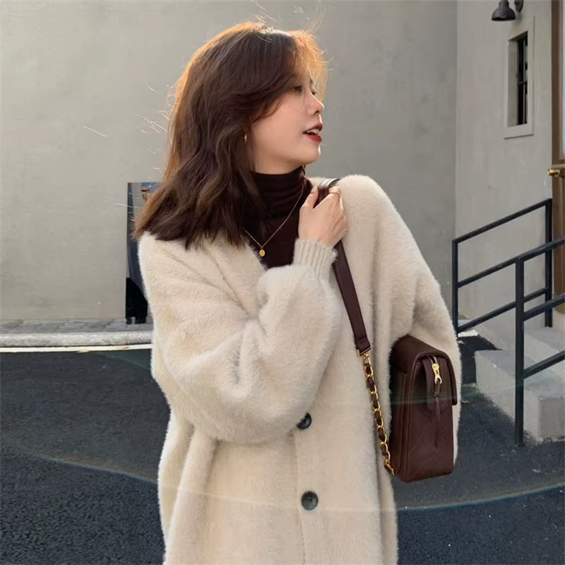 Pull en vison de Style paresseux japonais pour femme