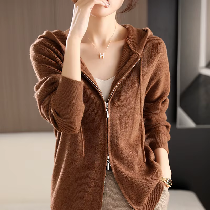 Cardigan tricoté à fermeture éclair japonaise