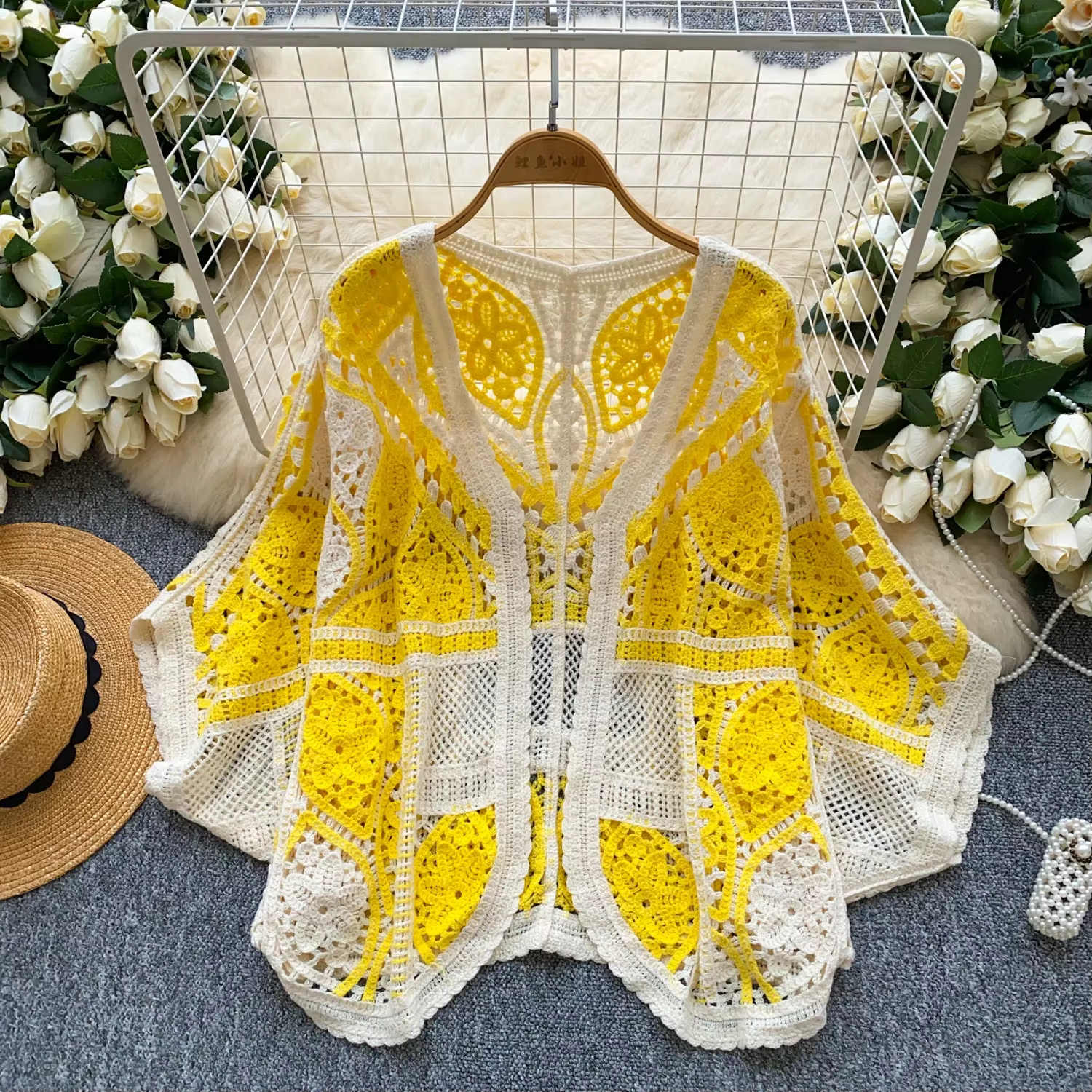 Cardigan en tricot au Crochet pour femmes