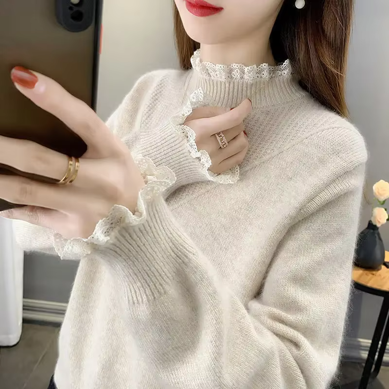 Pull en maille à col roulé pour femme