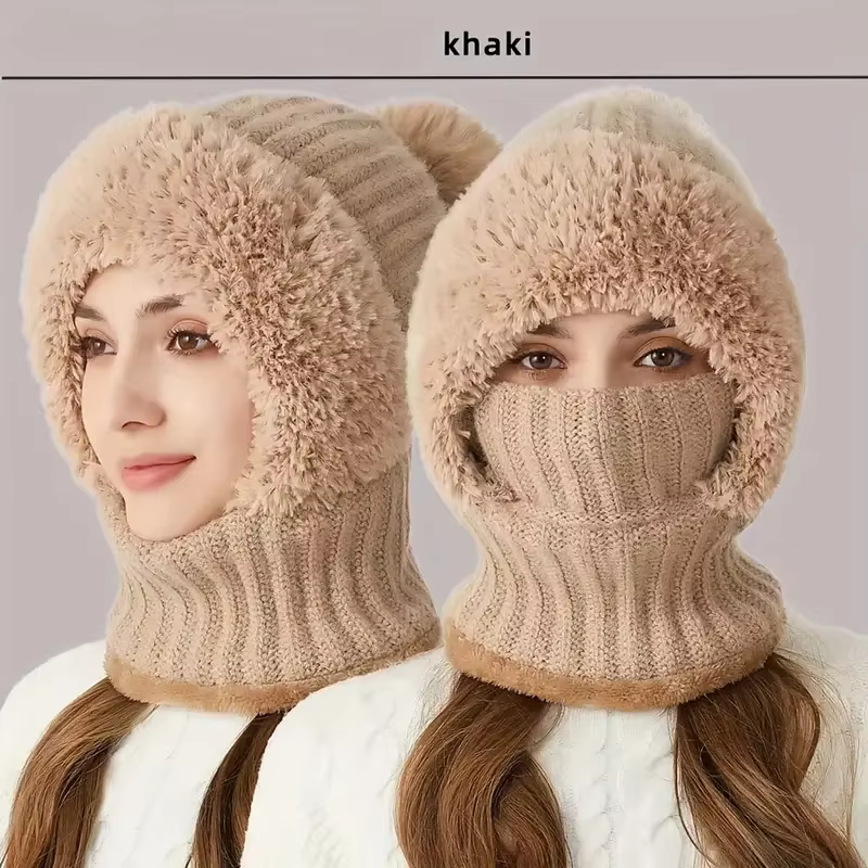 Cagoule intégrée en tricot d'hiver