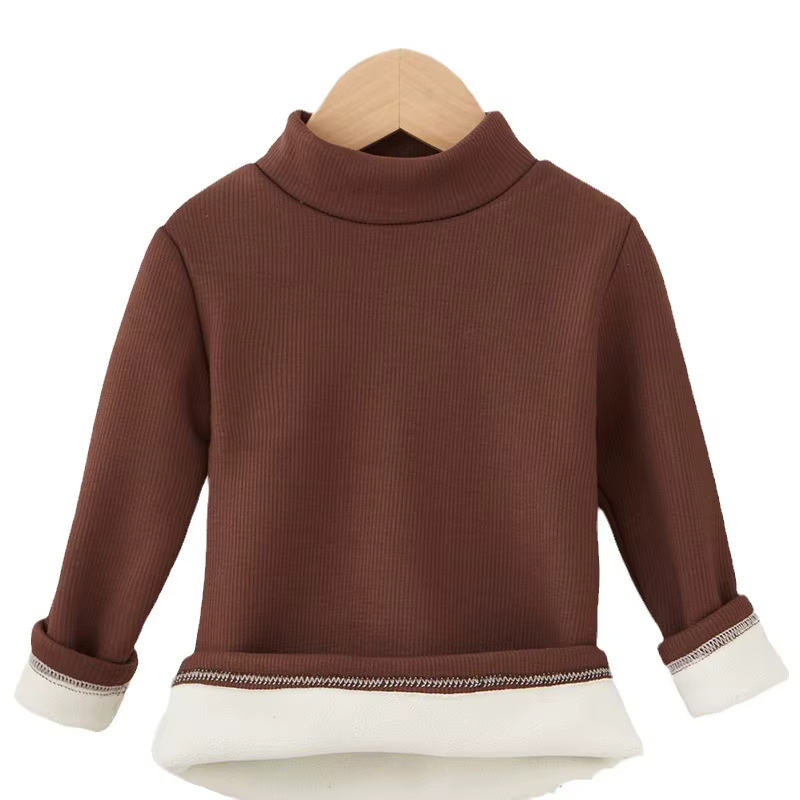 Pull Épais Rembourré pour Enfant Fille et Garçon, Chemise à Fond Solide et Chaud, Mode Décontractée, Automne-Hiver, Y-2-12 Ans