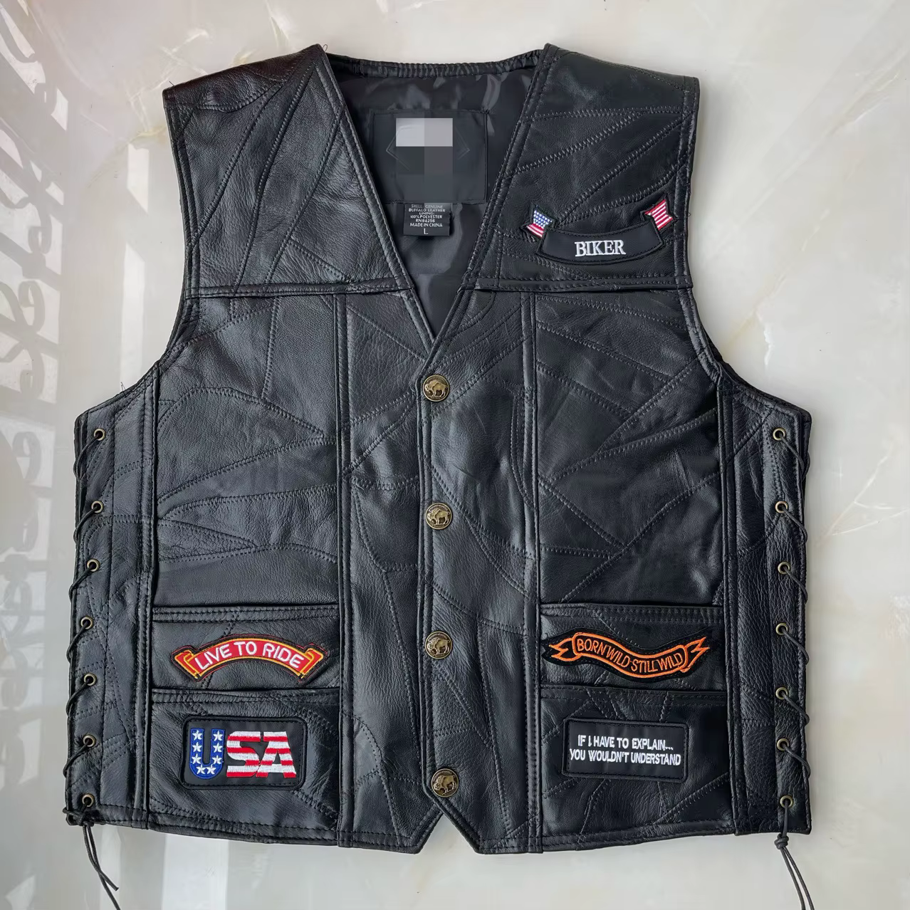 Blouson de Moto en Cuir Brodé pour Homme, Veste de Course, Quatre Saisons, Style Punk