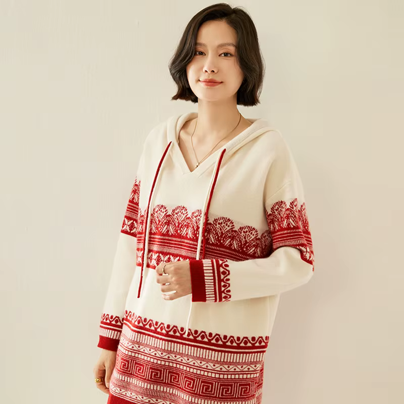 Pull en cachemire à capuche pour femme