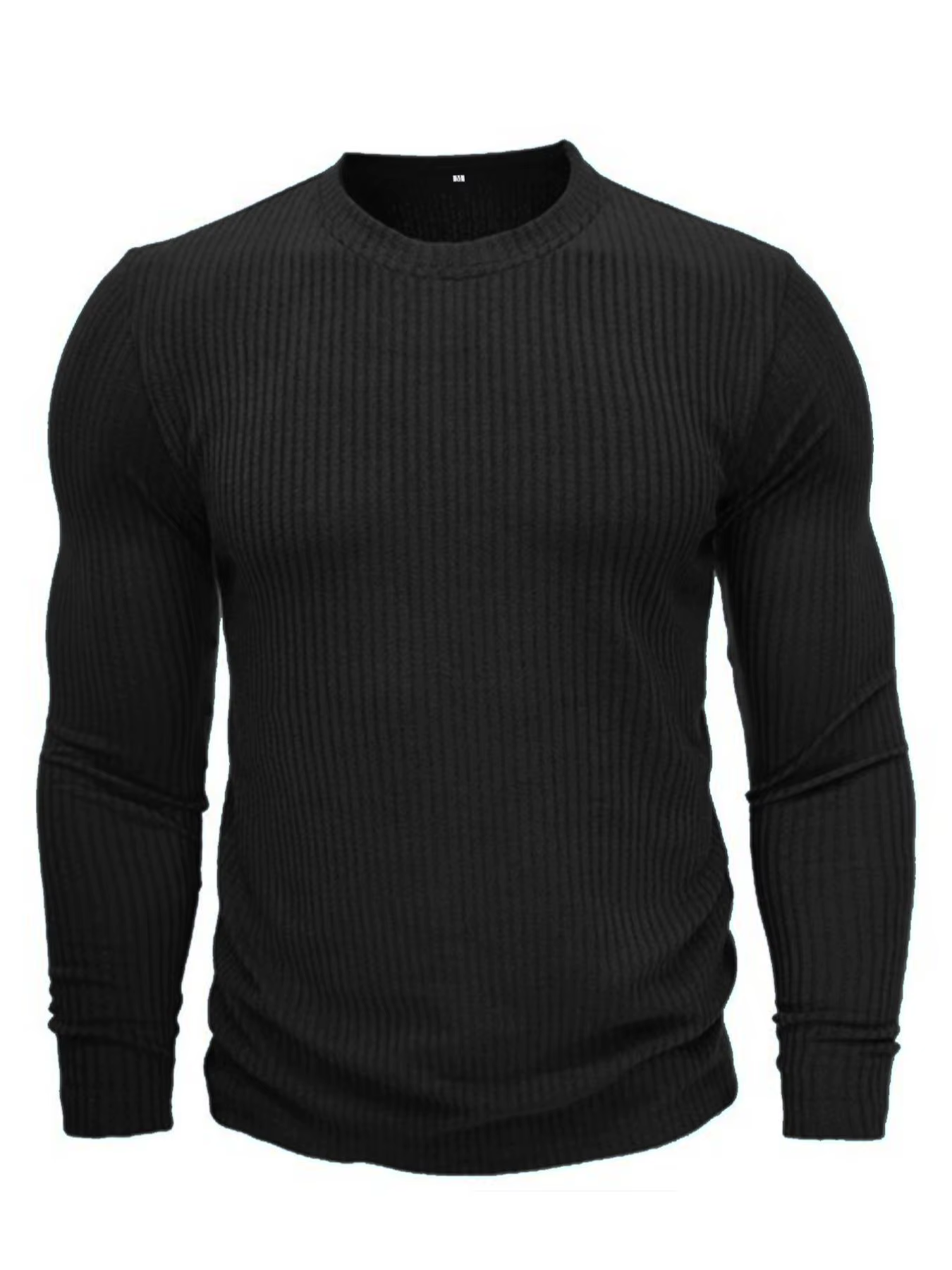 T-shirt en tricot à manches longues et col rond pour homme, pull uni, coupe décontractée et formelle, parfait pour tous les jours