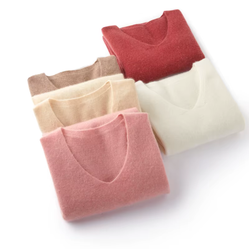 100% pur cachemire femmes pull col en v à manches longues 2025 automne hiver chaud doux tricot