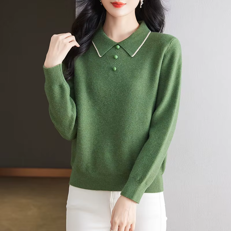 Nouveau pull élégant à col polo pour femme