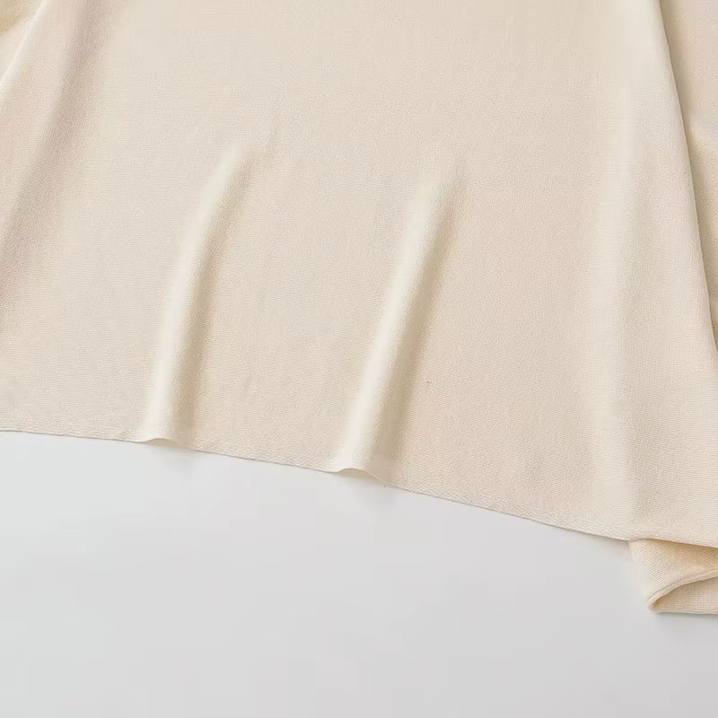 TFAFXY 2026 – Nouveau pull décontracté chic en maille unie beige à manches chauve-souris amples pour femme