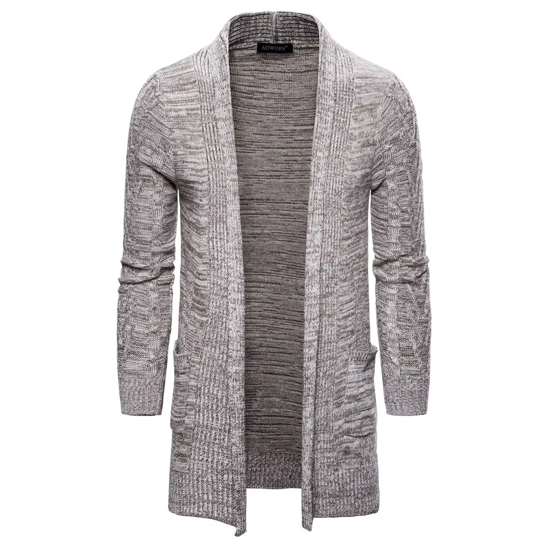Cardigan long et confortable pour homme, manteau de couleur unie