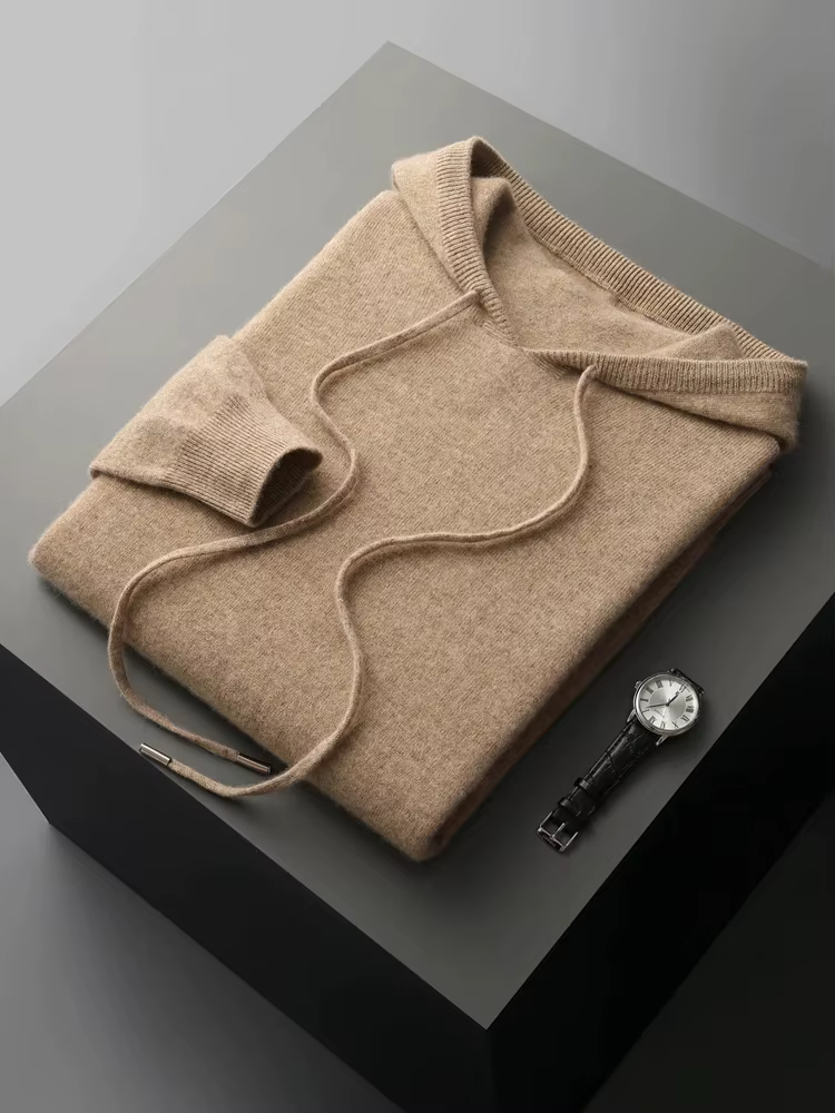 100% laine mérinos haute qualité hommes sweats à capuche printemps automne pull pull intelligent tricots décontractés confort coréen vêtements populaires