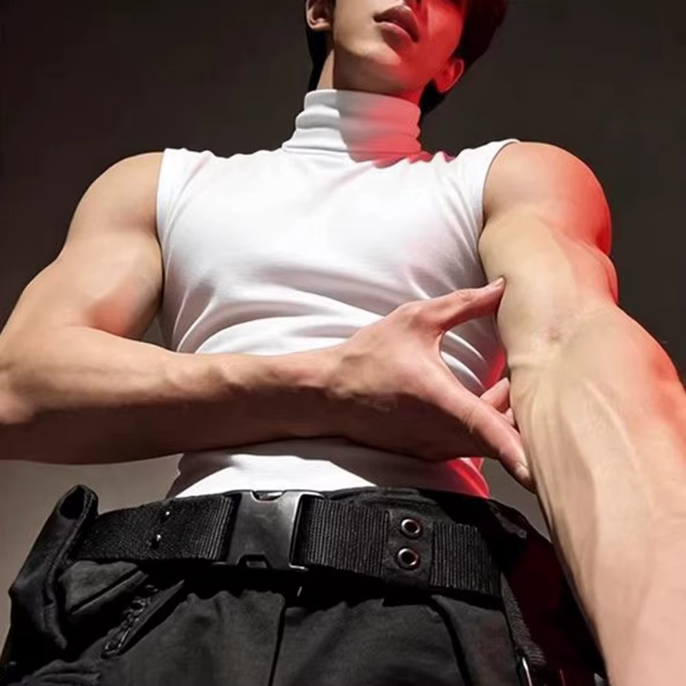 Nouveau débardeur homme col montant sans manches, style rétro américain, tendance streetwear, décontracté, respirant et ajusté