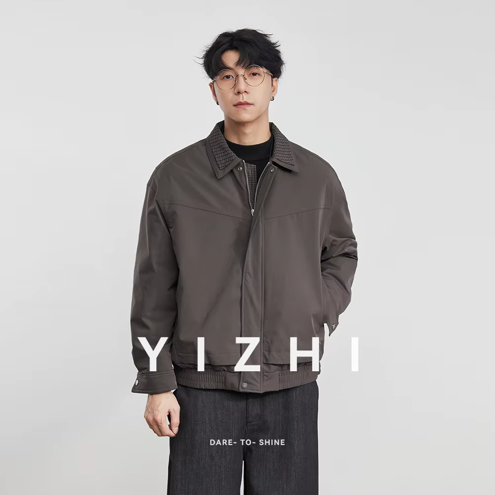Veste en coton à col Patchwork pour homme, vêtement de travail polyvalent, rétro américain, à la mode, nouvelle collection automne-hiver 2025