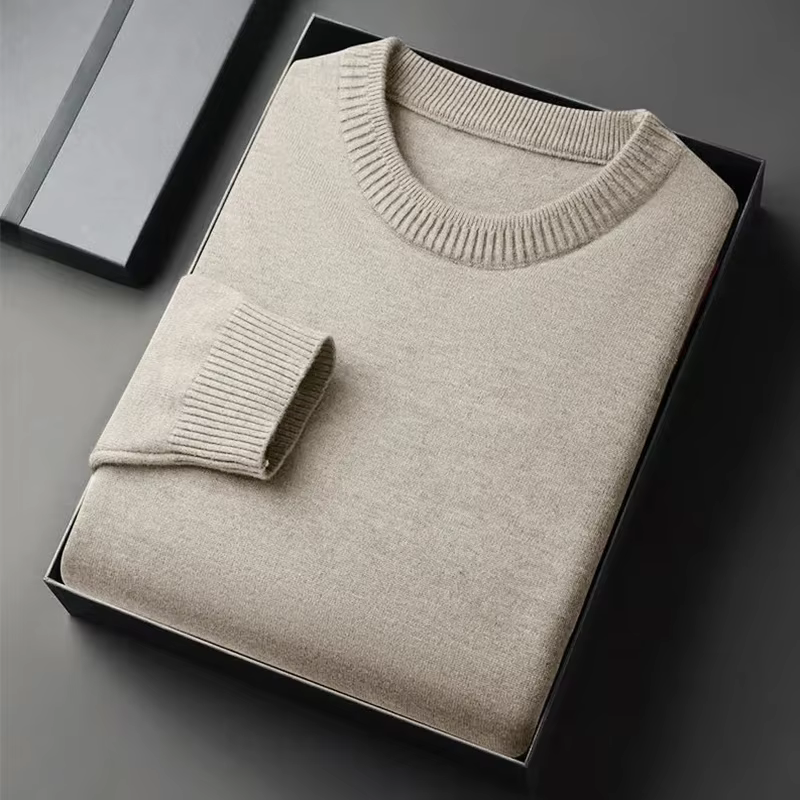 Pull classique en tricot à col rond pour hommes, manches longues, doux, décontracté, léger, couleur unie, vêtements doux pour hommes