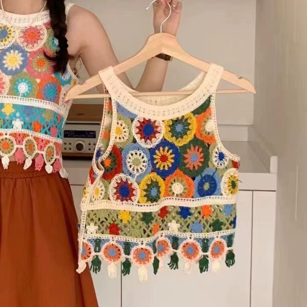 Gilet tricoté bohème mignon