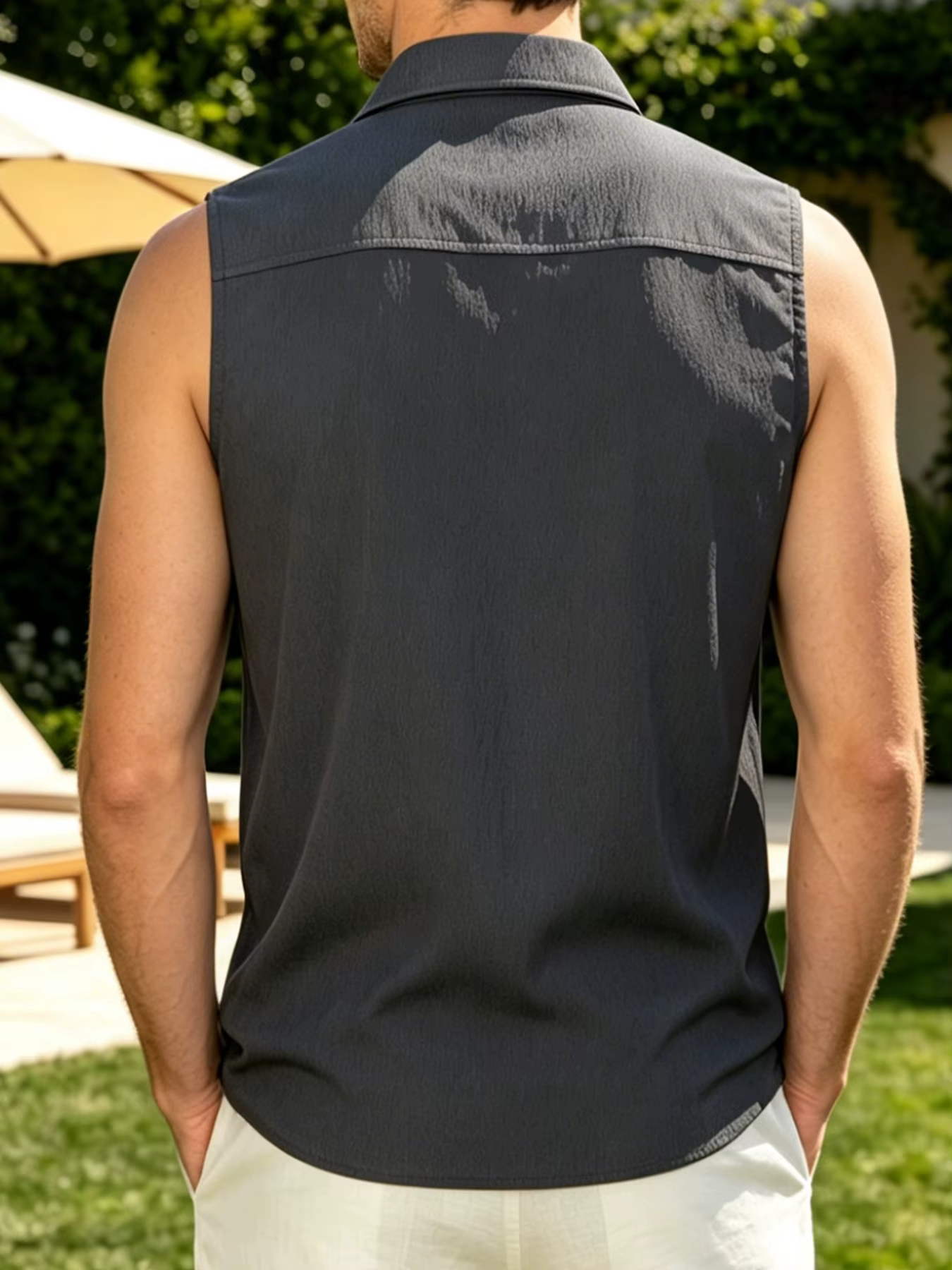 Chemise sans manches pour homme à col cubain, douce, durable, vintage, boutonnée, légère et respirante, idéale pour l'été, les trajets quotidiens et les vacances