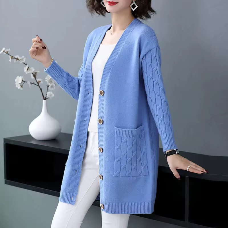 Dames pull veste 2025 automne hiver col en v être tout-match femmes tricot Cardigan