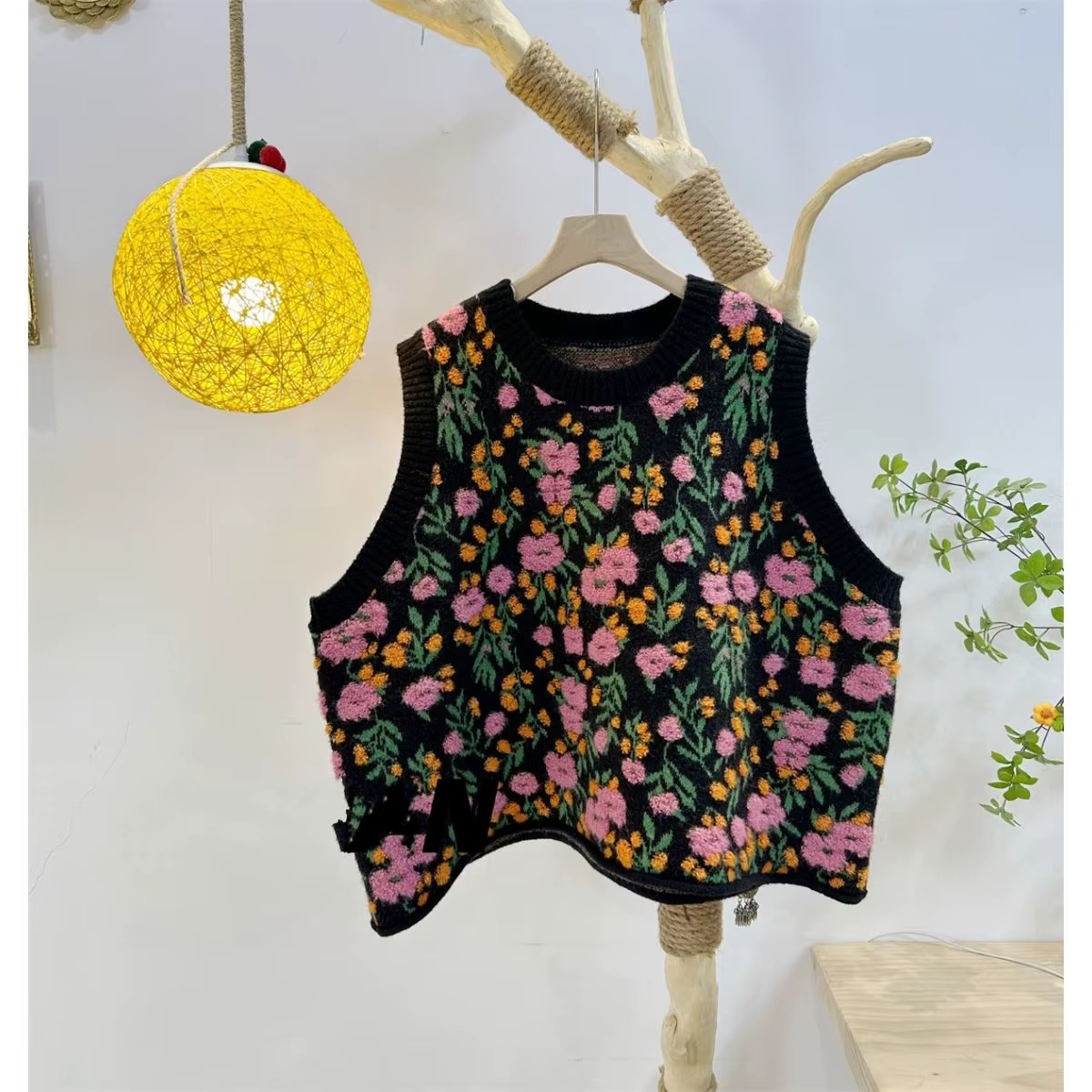 Style coréen rose fleur de pêcher tricoté gilet pour les femmes mode