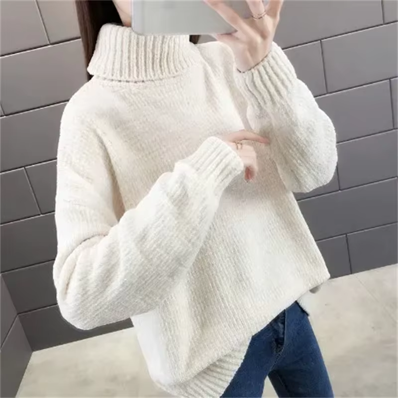 Pull en chenille à col roulé pour femme