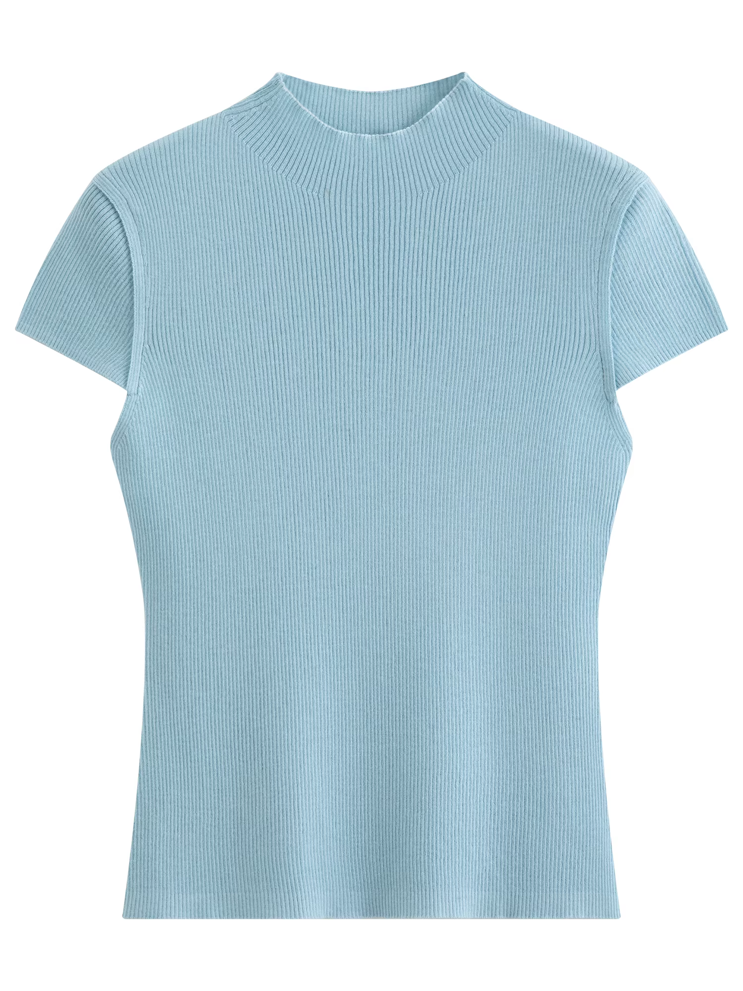 Pull en laine tricotée à col semi-montant uni pour femme FSLE Printemps 2026 - Coupe ajustée