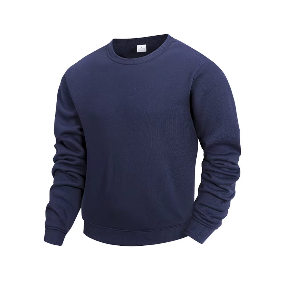 Sweat-shirt à col rond pour hommes, couleur unie, pull décontracté, à la mode, chaud, ample, vêtements de sport de rue, printemps automne