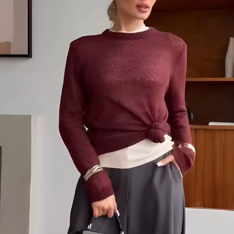 Pull à manches longues et col rond pour femme