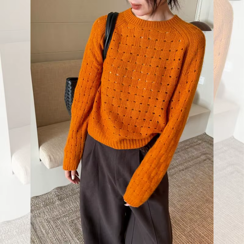 Pull en maille à lacets à manches longues pour femme - Collection Automne 2026 - Style décontracté et polyvalent