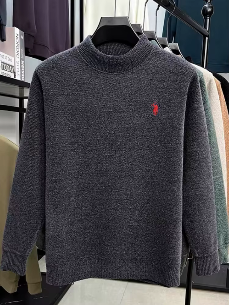 Pull à col rond de marque haut de gamme pour hommes, mode décontractée, luxe exquis, broderie Paul Pony, pull en tricot épais et moelleux pour l'hiver