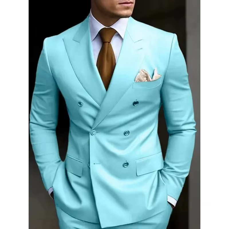 Costumes pour hommes à Double boutonnage vert sauge, ensemble 2 pièces à Six boutons, Blazer et pantalon, Tuxedos de mariage sur mesure, costumes de bal pour hommes